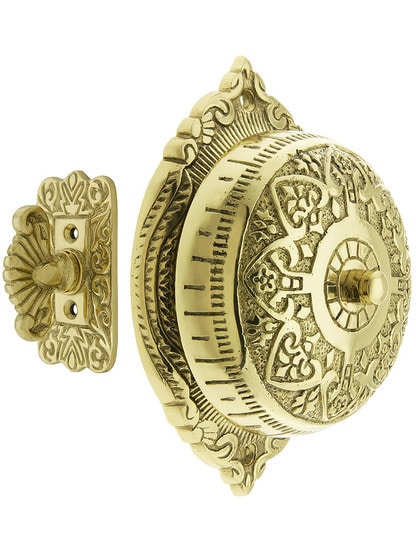 Heart Design Mechanical Door Bell in Polished Brass.